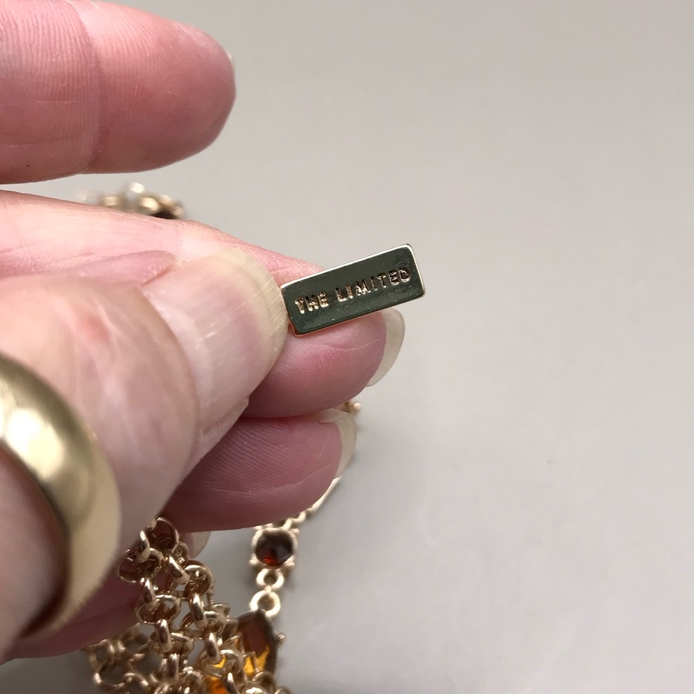 The Limited Gold-Tone and Amber Colored Gems “Y” Necklace - Picture 5 of 10